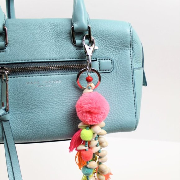 Pink Tassel Bag Charm, Tropical Beach Bag Charm - Picture 4 of 4